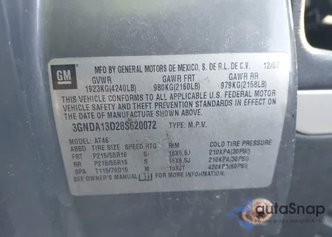 2008 Chevrolet Hhr Ls from USA, damaged, VIN 3GNDA13D28S620072